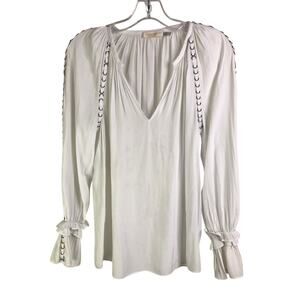 Ramy Brook Sheila Hoop-Hardware Top Wmns XS Ruffle Long Sleeve Peasant